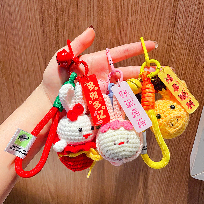 Hand-Knitted Cartoon Animal Doll Keychain Pendant for Bags and Gifts