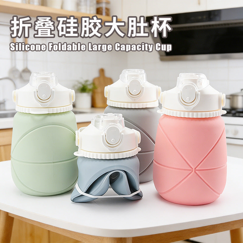 Collapsible Silicone Water Bottle, Large Capacity Portable Sports Kettle for Students and Outdoor Activities