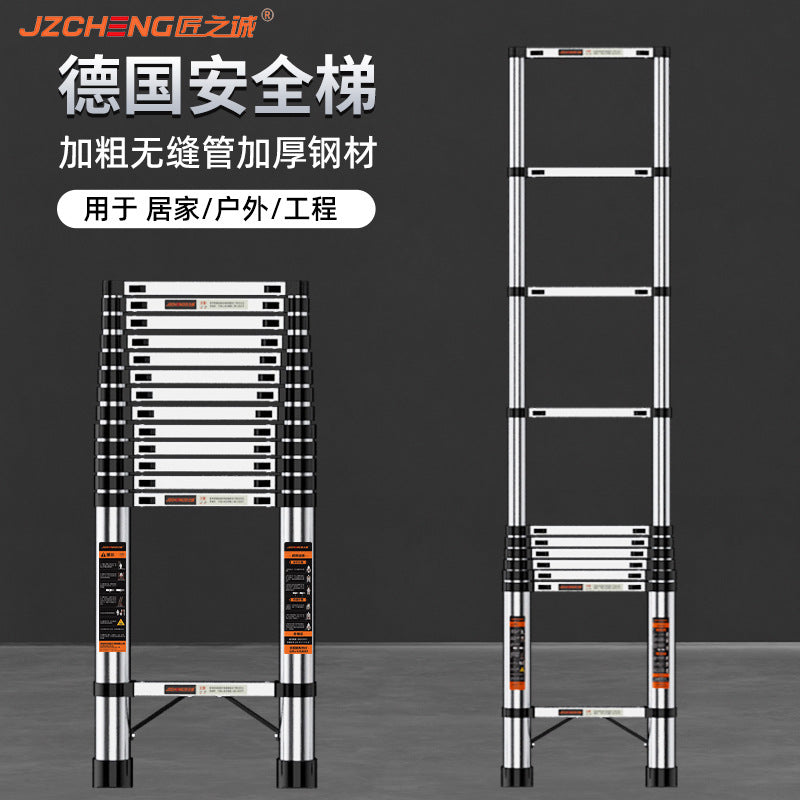 Jianzhicheng Stainless Steel Telescopic Ladder Multi-functional Household Portable Folding Ladder