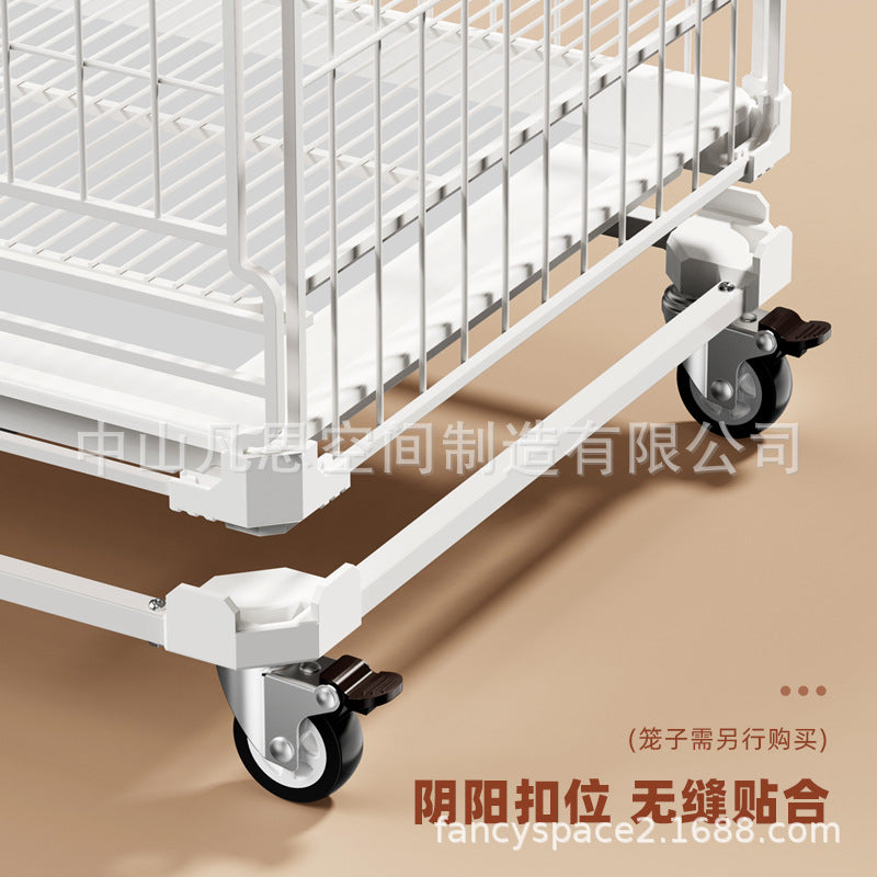 Pet Cage Base with Wheels and Overlap Buckles for Small Animals