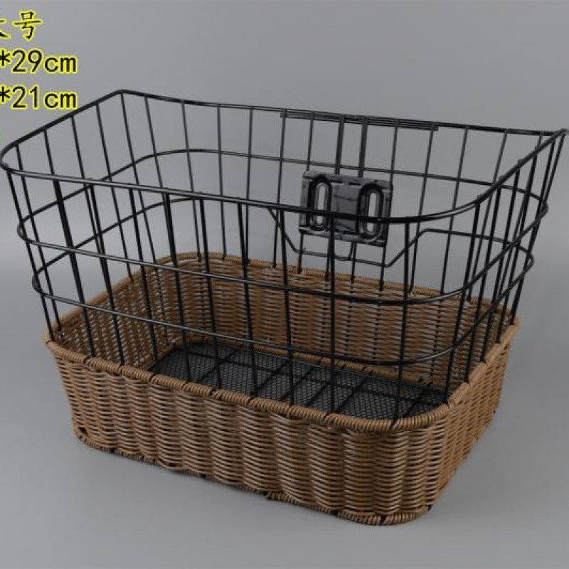 Vintage Woven Bicycle Basket for Front Handlebar or Rear Rack, Large Capacity Storage