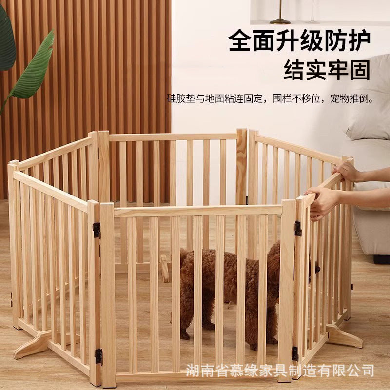 Wooden Pet Playpen for Small to Medium Dogs and Cats, Foldable Indoor Barrier Gate, Anti-Escape Fence