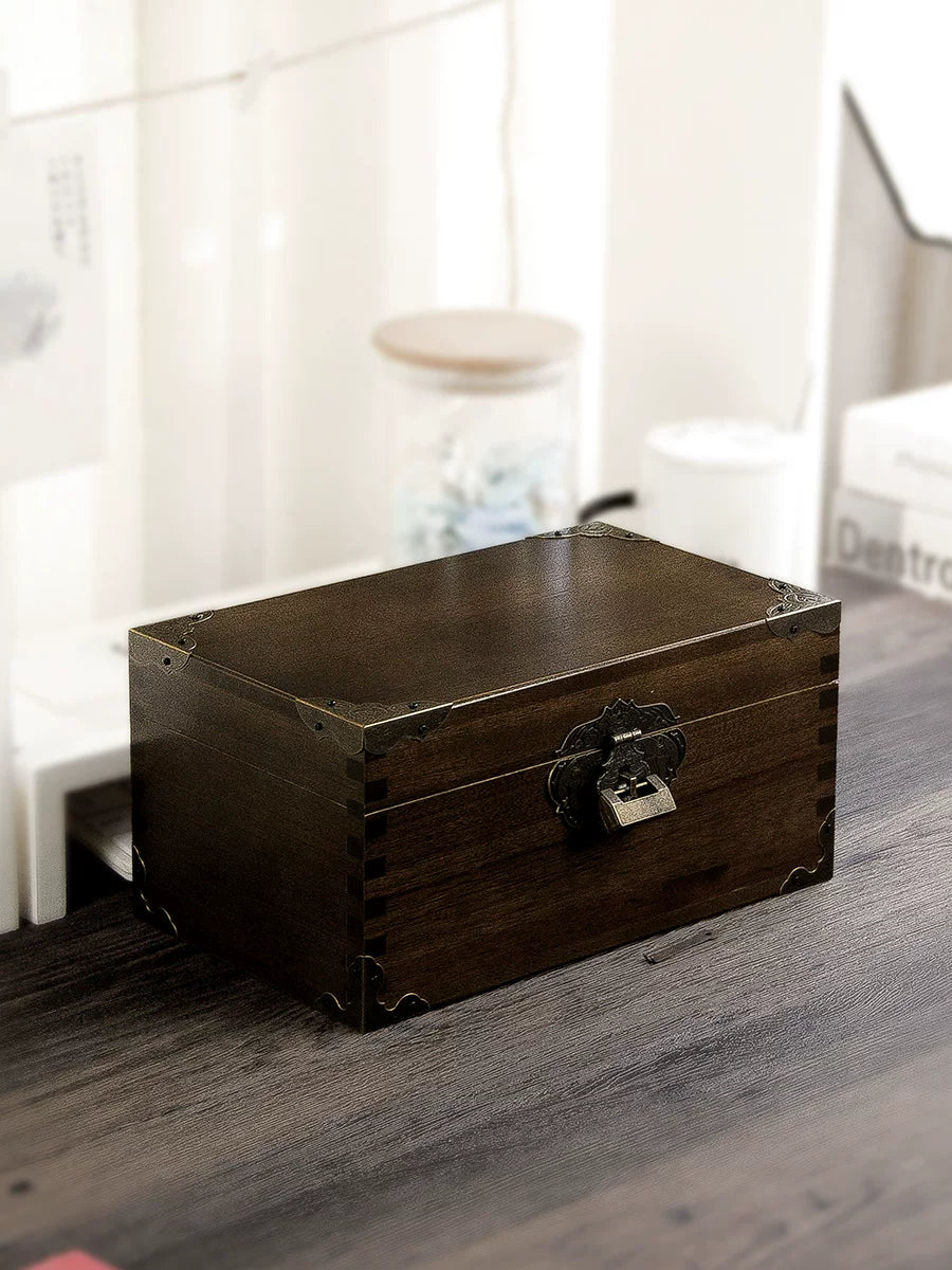 Camphor Wood Vintage Storage Box with Lock