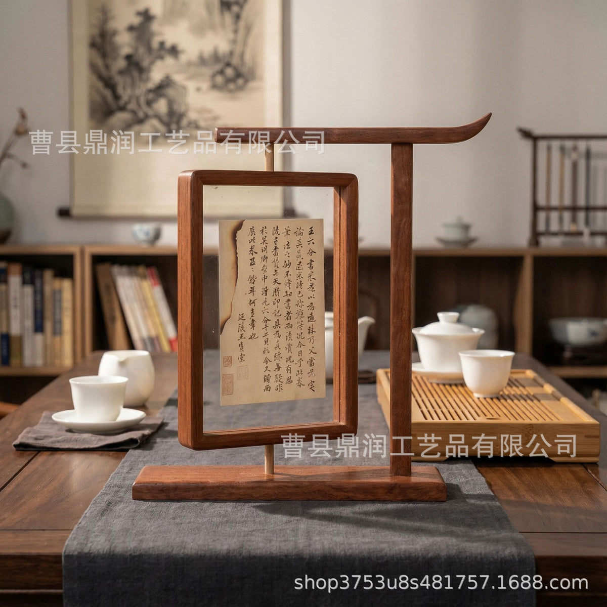Rotatable Wooden Double-Sided Photo Frame for Desk Display