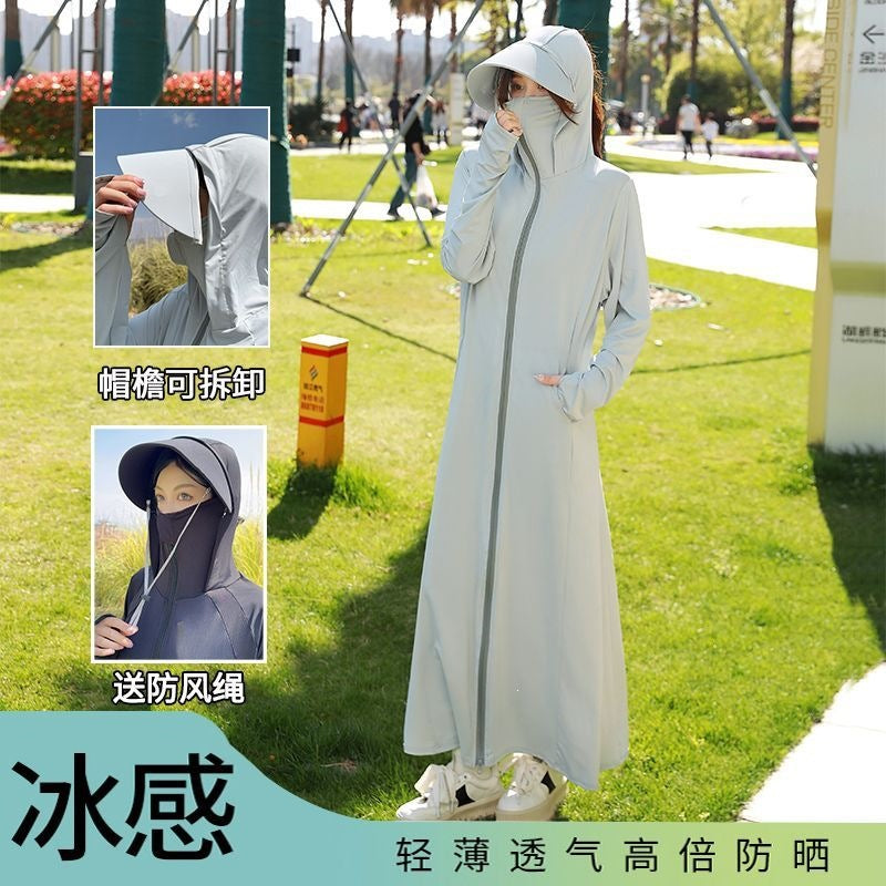 Women's Full Body UV Protection Ice Silk Sun Protection Jacket with Hood