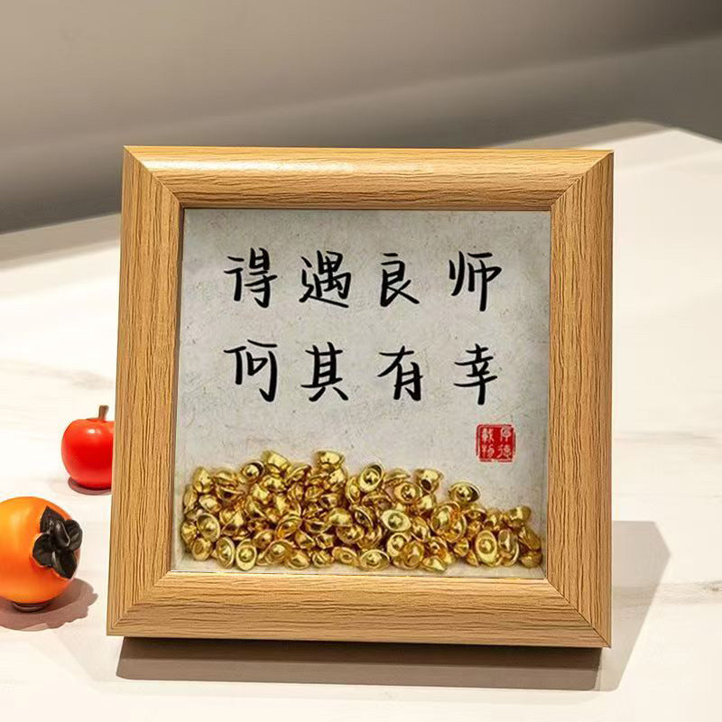 Teacher Appreciation Photo Frame Desk Ornament with Calligraphy Blessing