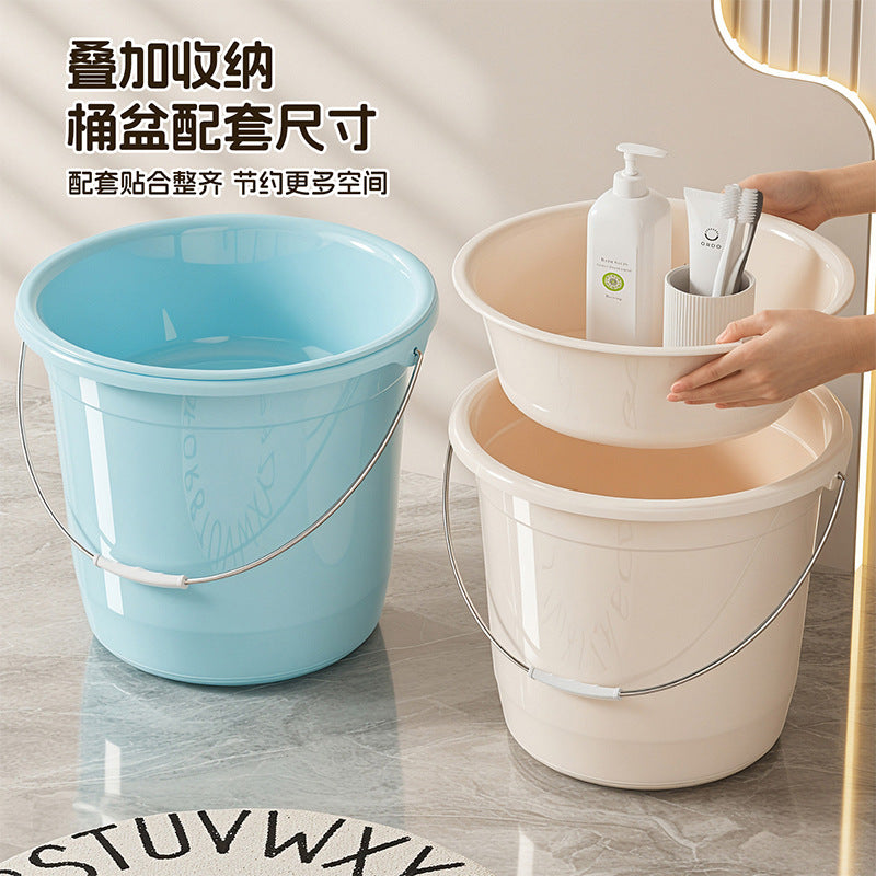 Clear Plastic Water Bucket with Handle, Thickened Large Capacity for Laundry, Bath, and Storage