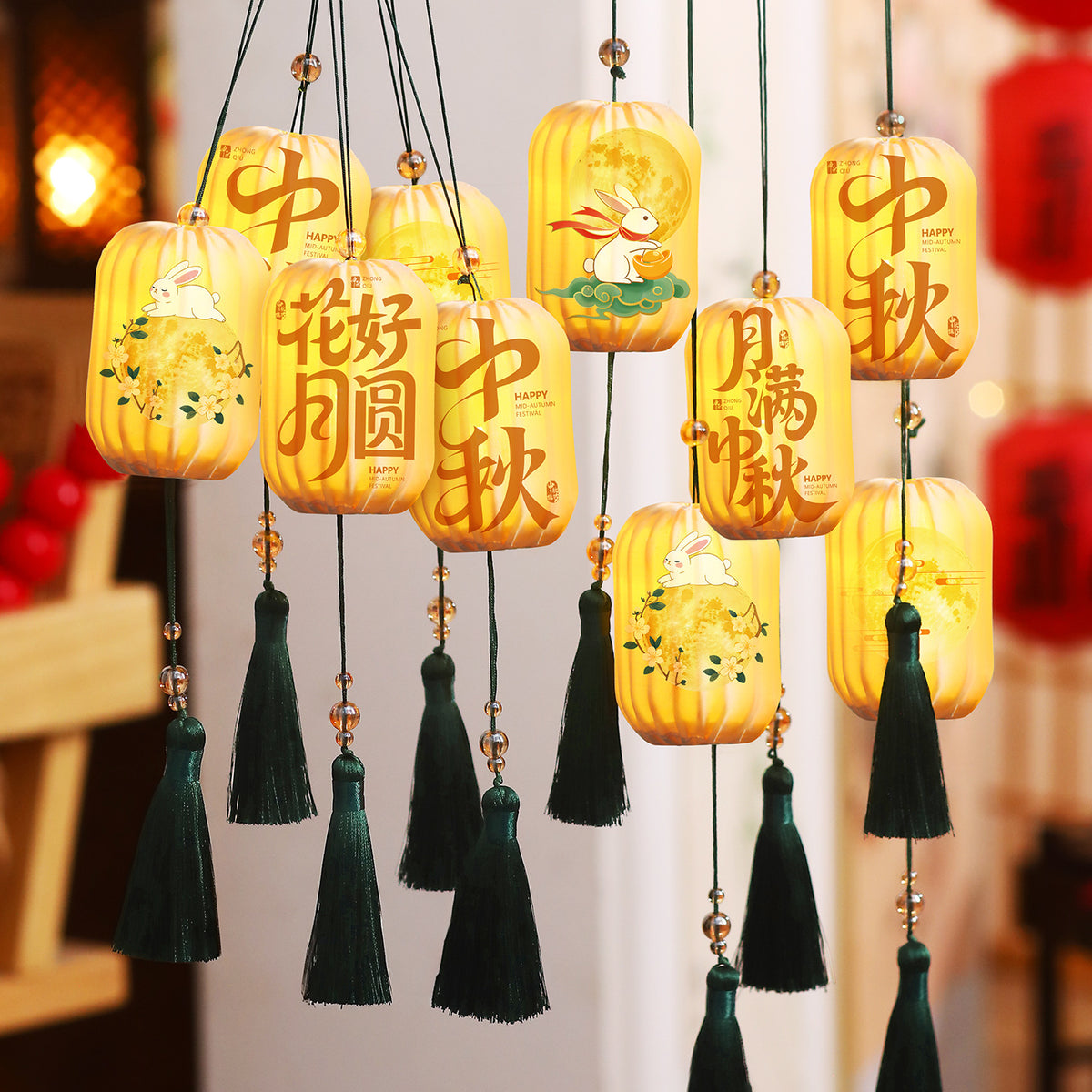 Mid-Autumn Festival Luminous Lantern Hanging Decoration for Outdoor Scenes and Shops