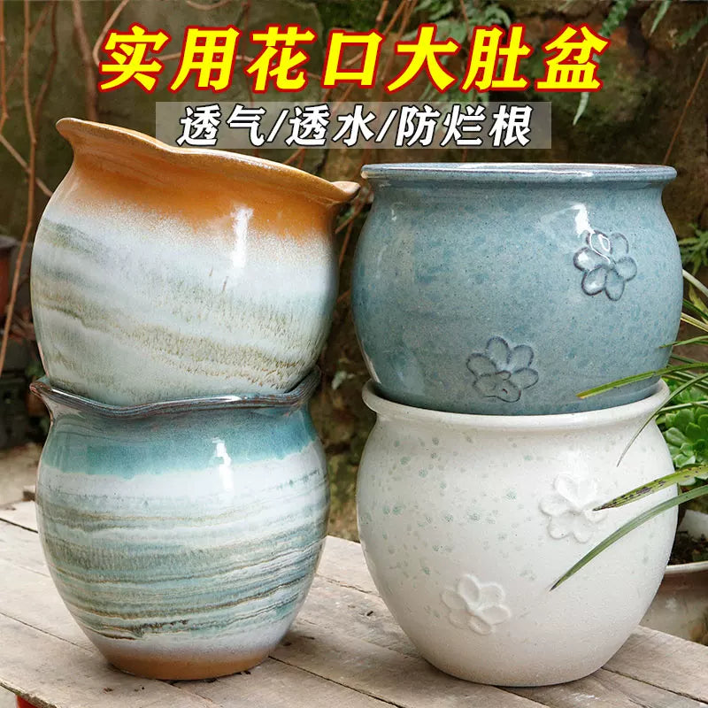Ceramic Orchid and Succulent Planter Pot, Large Caliber, Elegant Design
