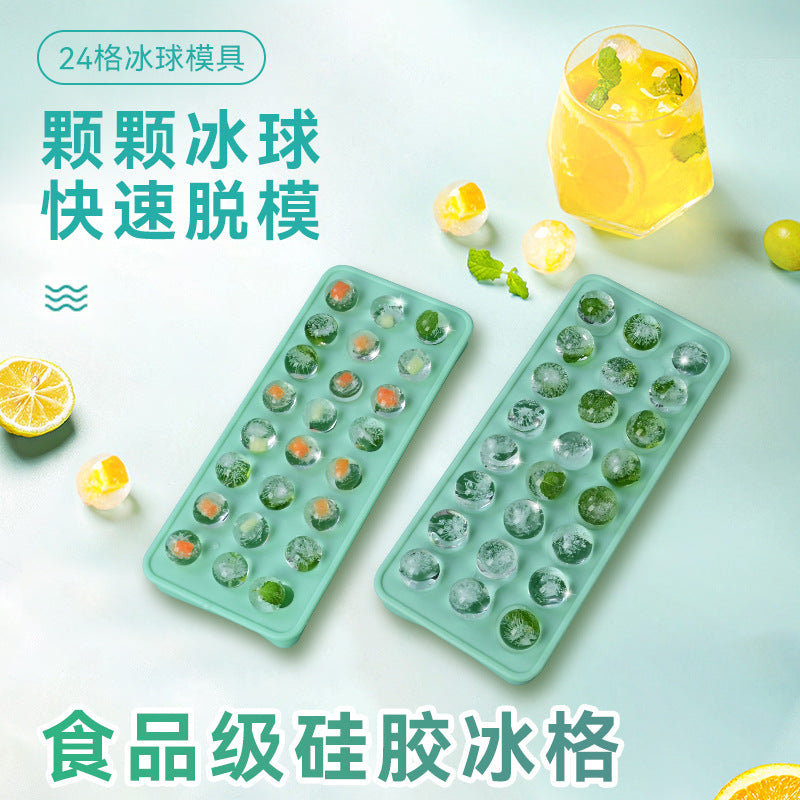 DIY Spherical Ice Cube Tray with Lid, Food-Grade Silicone Mold for Mochi & Fillings