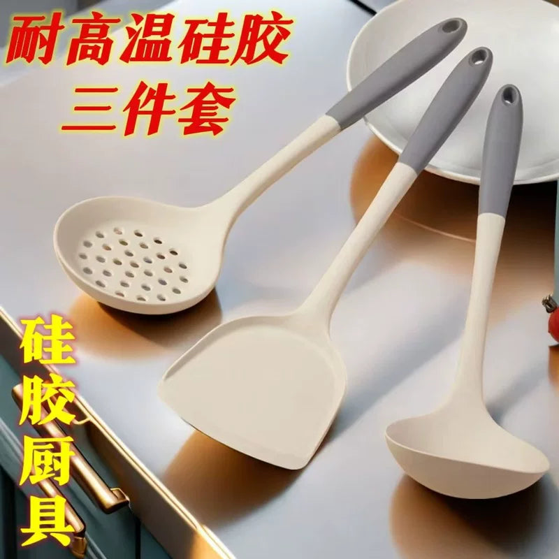 Silicone Spatula and Ladle Set, High-Temperature Resistant, Non-Stick Cookware Safe, Food-Grade Kitchen Utensil Set