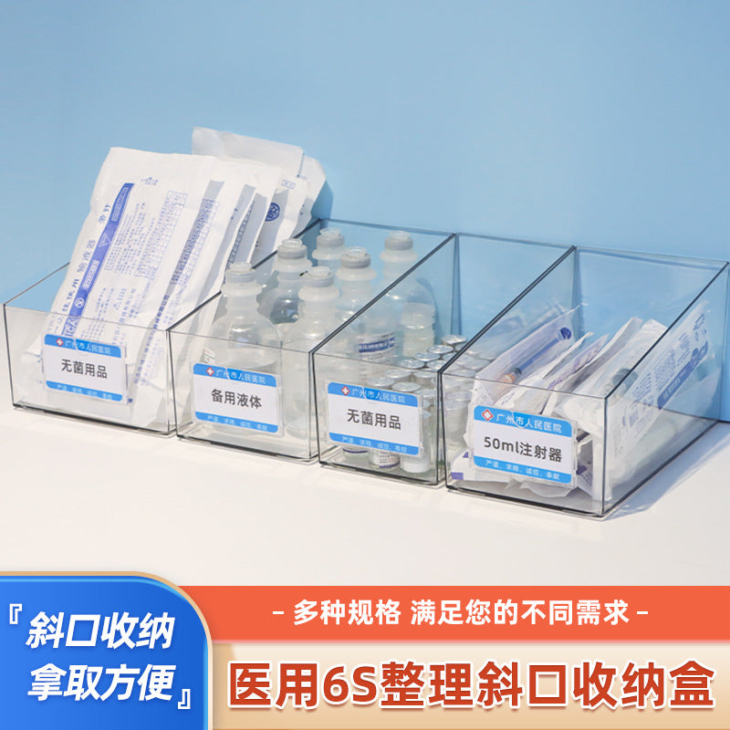 Clear Slanted Opening Storage Bin for Refrigerator and Display