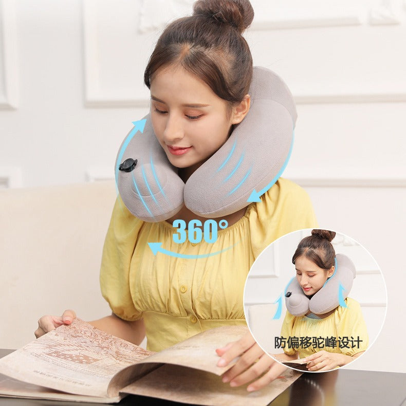 Inflatable U-Shaped Neck Pillow for Travel and Napping