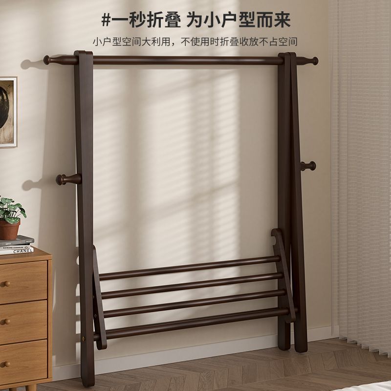Solid Wood Freestanding Garment Rack with Storage Shelf