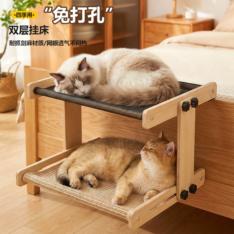 All-Season Cat Hammock Window Perch Bed for Multiple Cats, Large Hanging Cat Bed