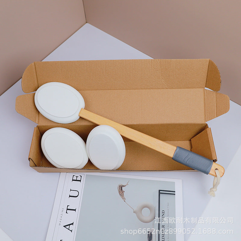 Long Handle Back Lotion Applicator Brush with Replaceable Heads