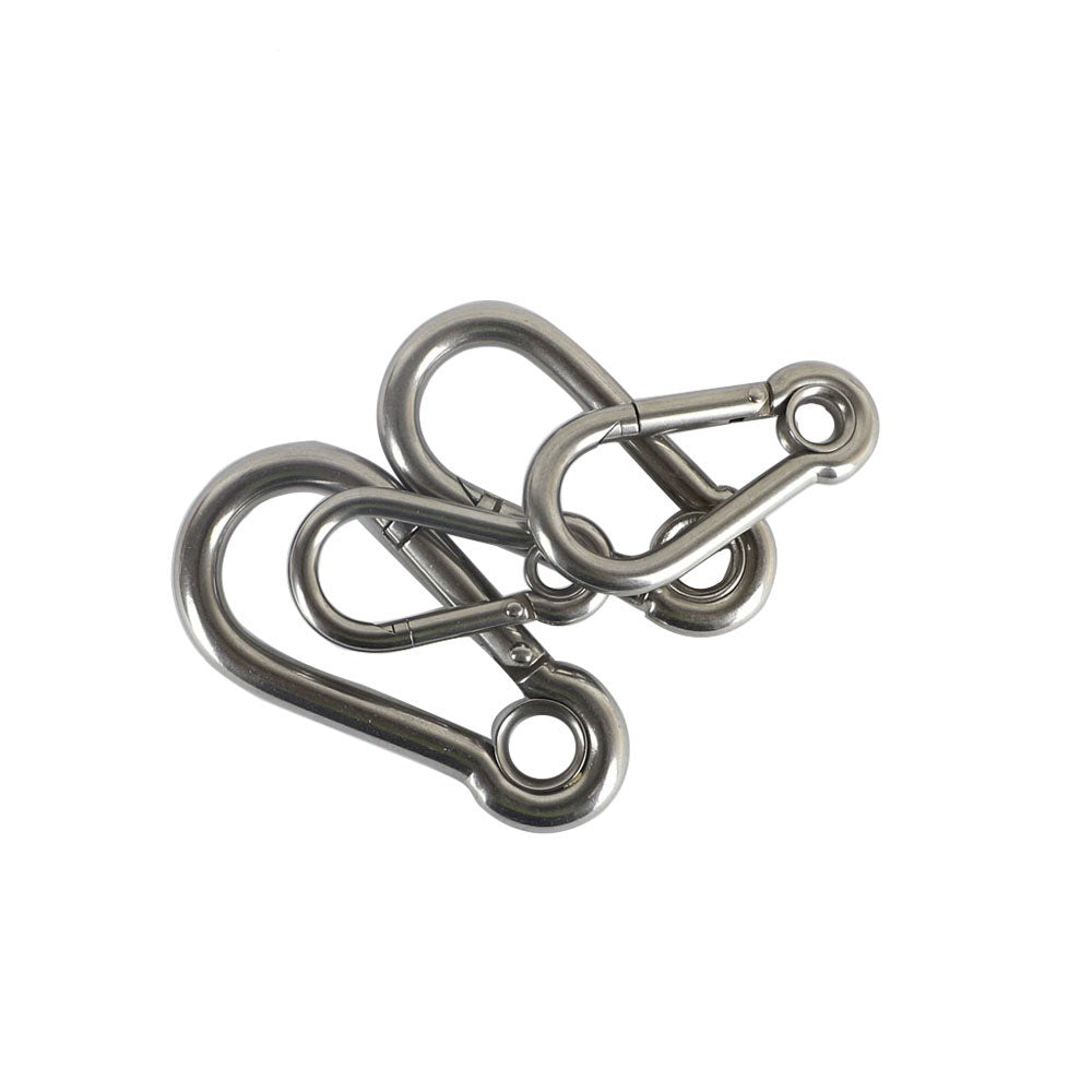 Stainless Steel Spring Snap Hook Carabiner with Ring for Climbing and Secure Fastening