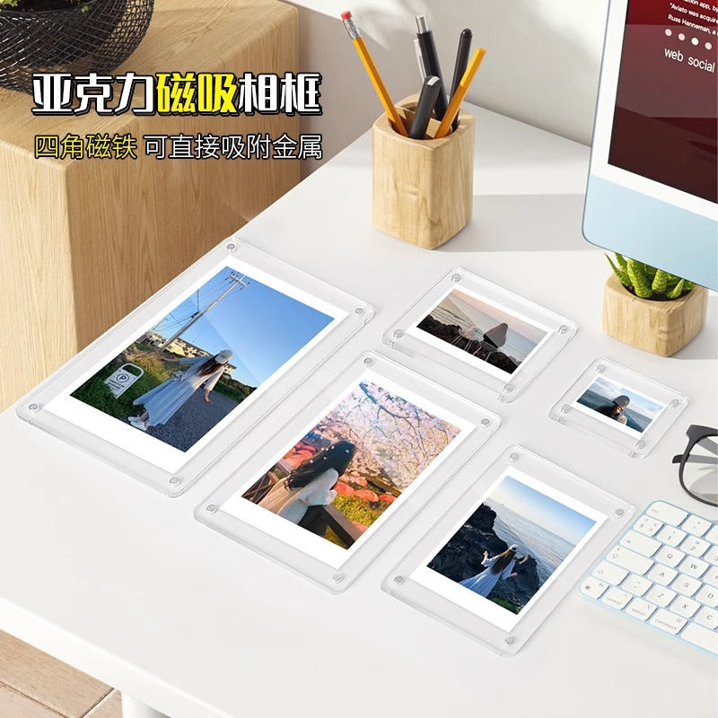 Acrylic Magnetic Photo Frame Double-Sided Transparent Display for 7/8 Inch Photos
