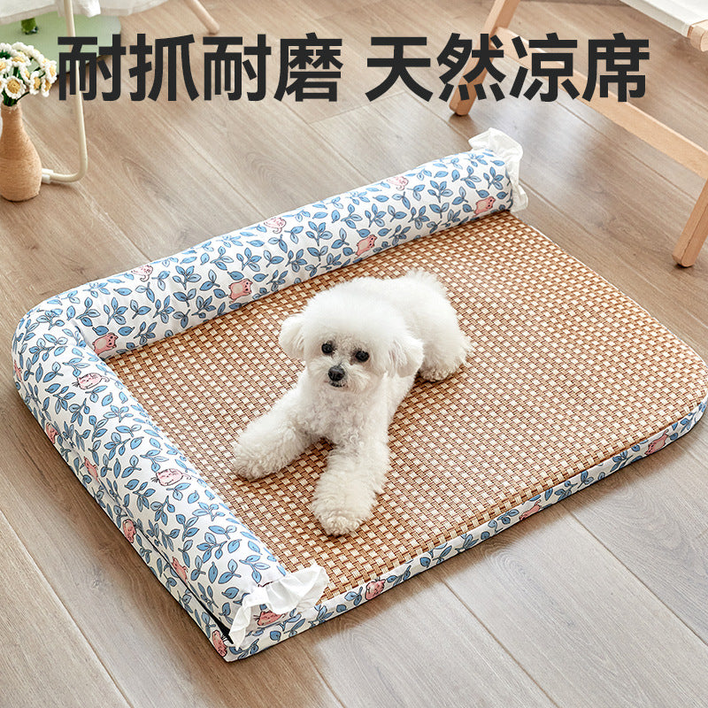 Pet Cooling Bed with Removable Mat for Small to Medium Dogs and Cats, All Seasons