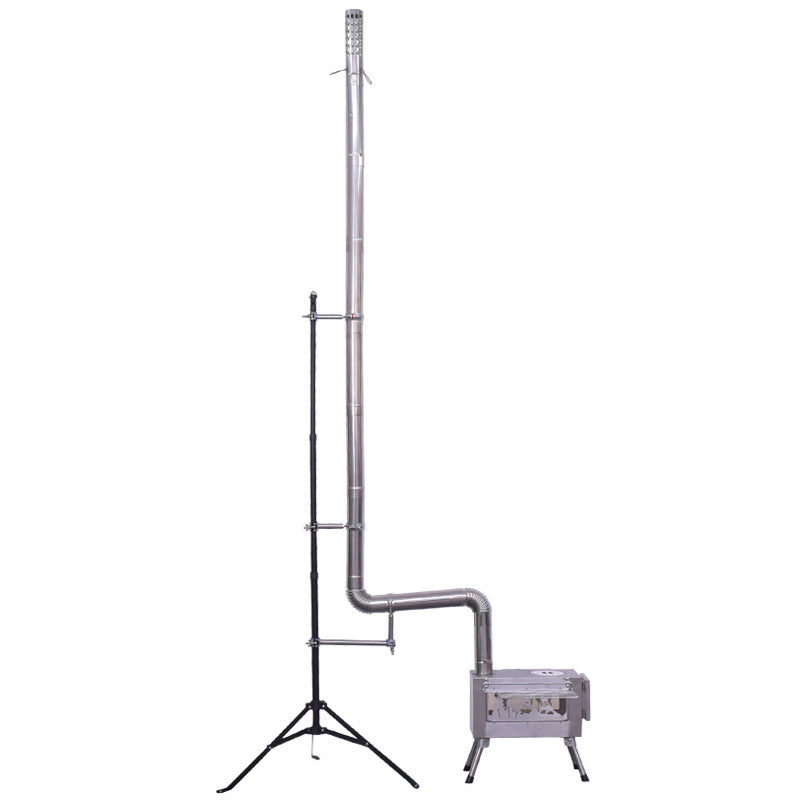 Portable Stainless Steel Outdoor Camping Stove with Retractable Chimney and Stand