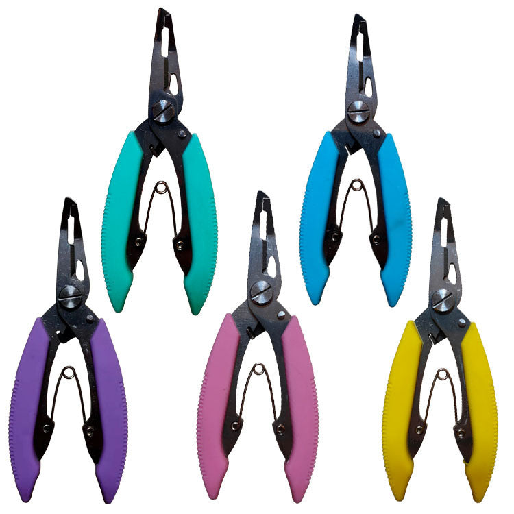 Fishing Pliers with Rubber Handle, Braided Line Cutter, Lure Pliers, Various Colors