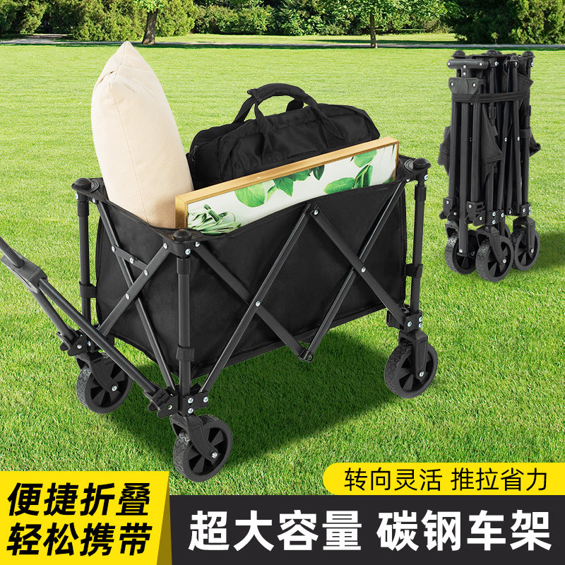 Outdoor Camping Cart Foldable Picnic Wagon Portable Four-Wheel Utility Cart for Camping and Stalls