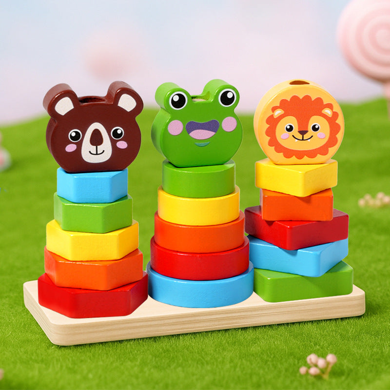 Baby Stacking Rainbow Animal Shape Ring Tower Early Education Toy