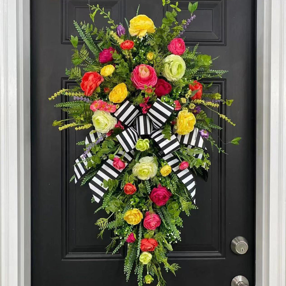 Spring Easter Floral Swag Wreath for Front Door Decor