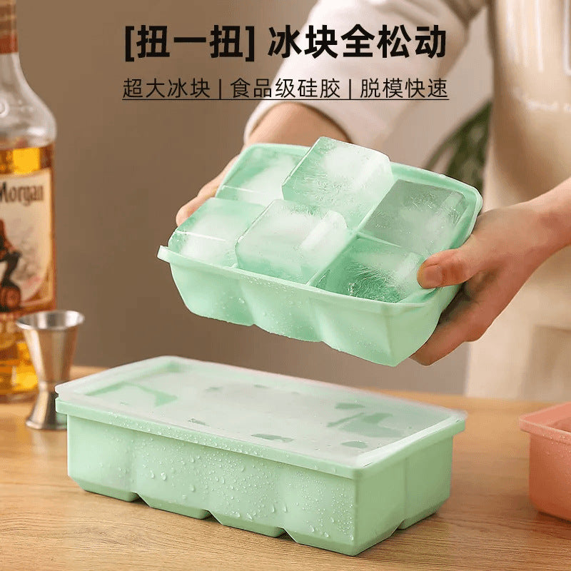 Silicone Large Square Ice Cube Tray with Lid for Home Use, Food Grade Ice Maker Mold