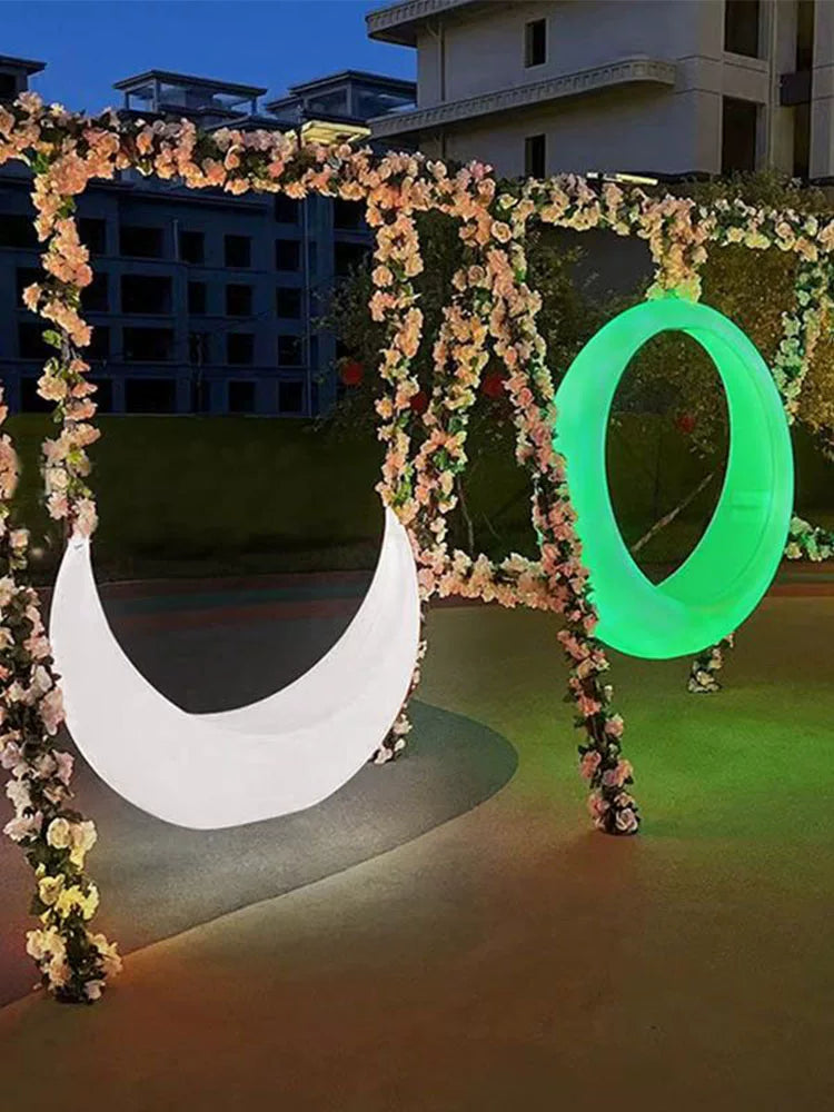 LED Outdoor Solar Crescent Moon Swing for Playgrounds and Commercial Decor