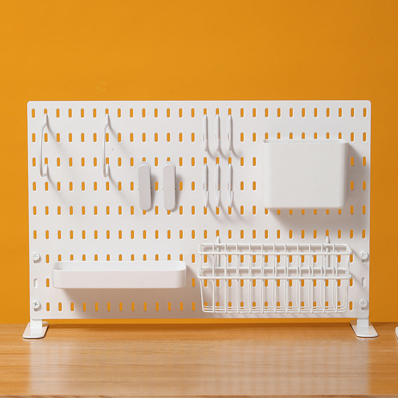 Desktop Pegboard Organizer Office Partition Workstation Desk Stationery Storage Rack No-Drill Installation
