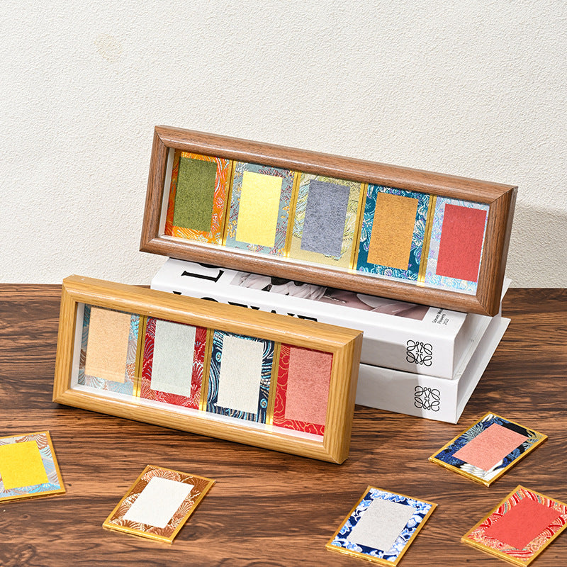 Miniature Song Brocade Hard Card Calligraphy Photo Frame Display