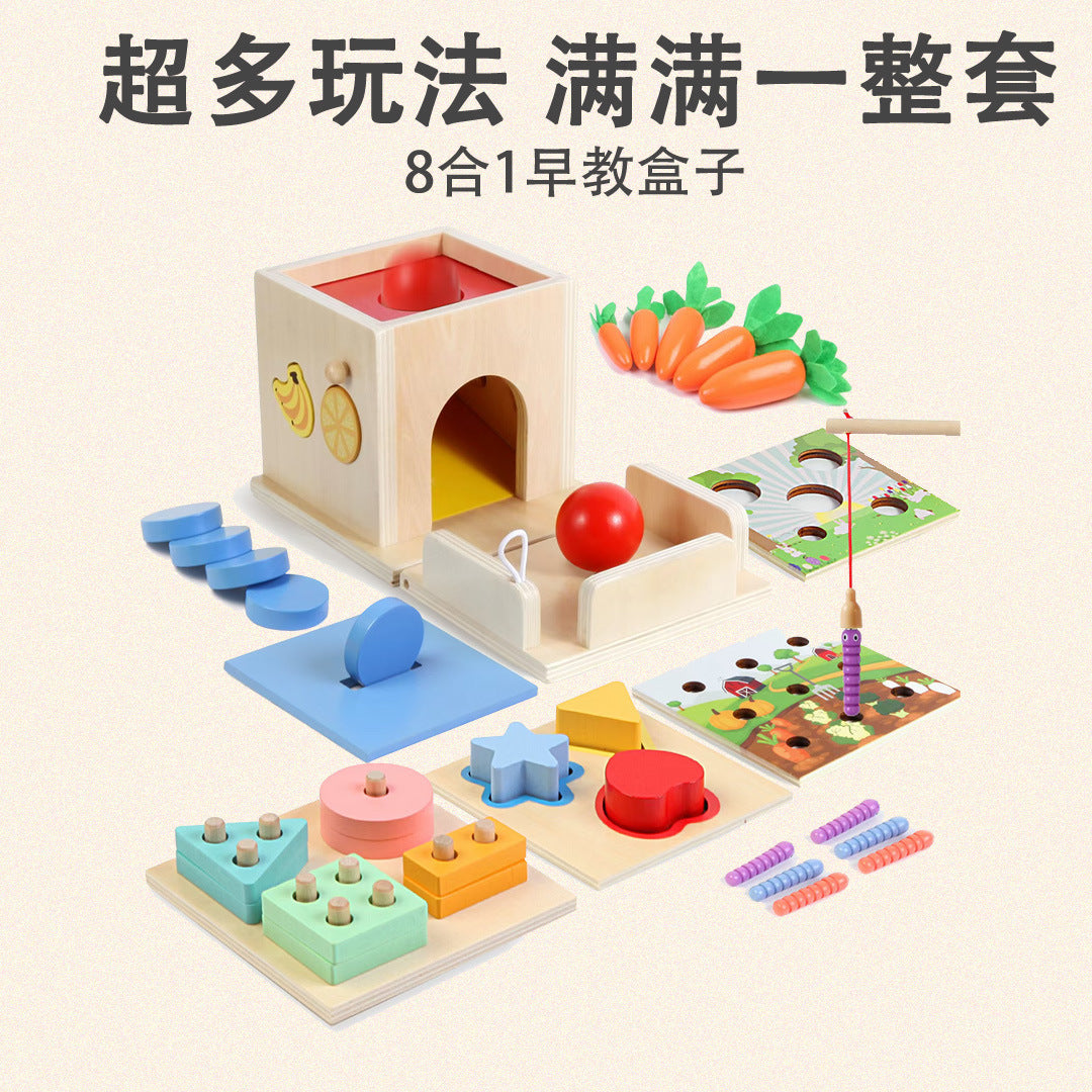 Aisheng 8-in-1 Baby Early Learning Toy Montessori Wooden Blocks Educational Game