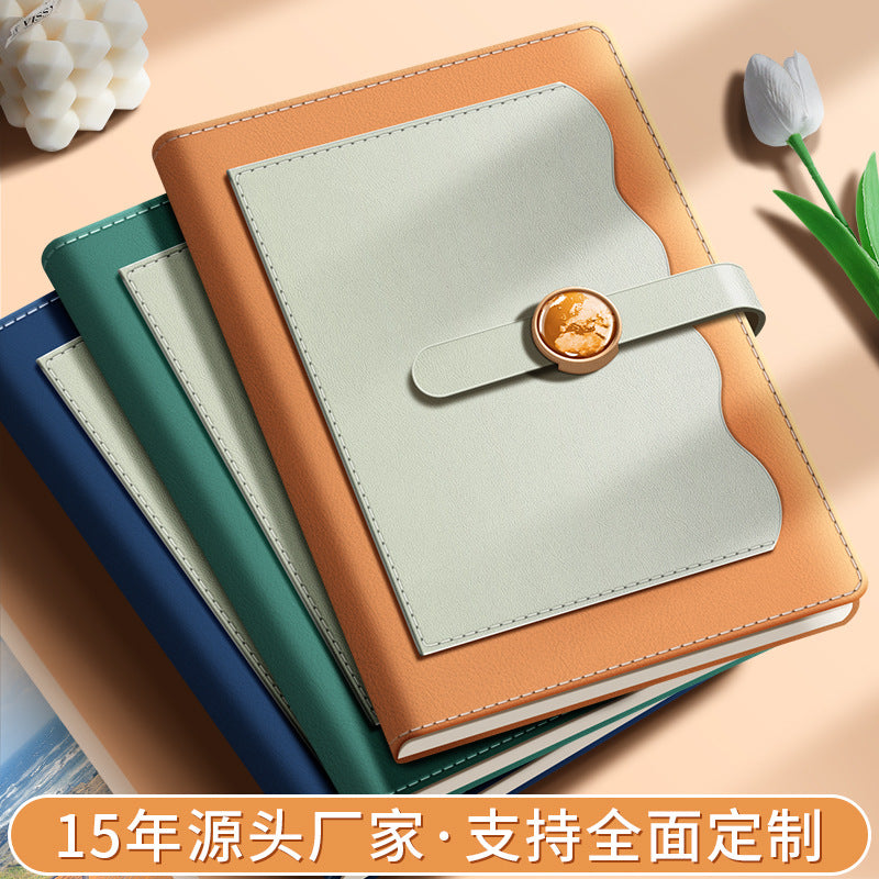 A5 Business Notebook with Crystal Buckle or Flat Buckle, 240 Pages, Portable for Office Meetings and Work Records