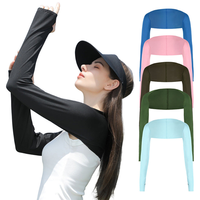 UV Protection Cooling Arm Sleeves with Shoulder Shawl for Outdoor Activities
