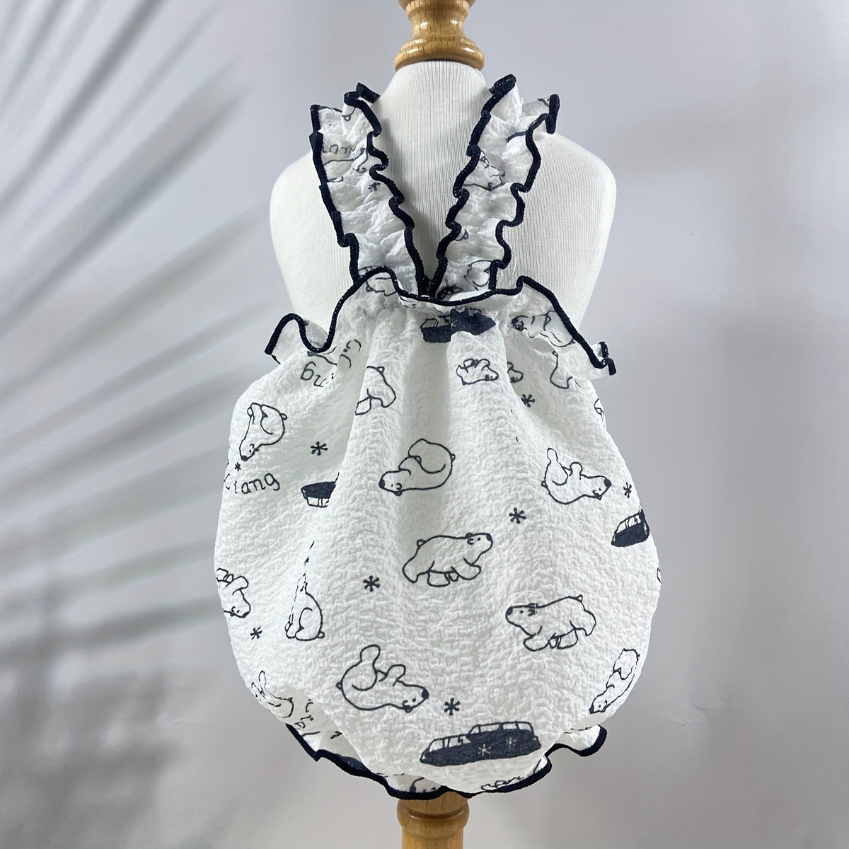 Pet Bubble Wrinkle Dress for Spring/Summer - Soft Princess Style with Cartoon Pattern