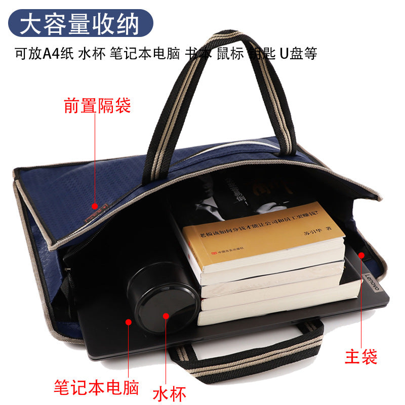 Waterproof Oxford Cloth Business Briefcase A4 Document Bag with Custom Logo Printing