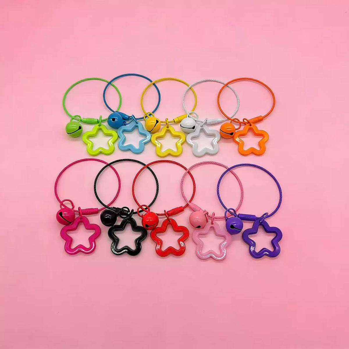 Acrylic Star Bell Keychain with Steel Wire Ring for Bags