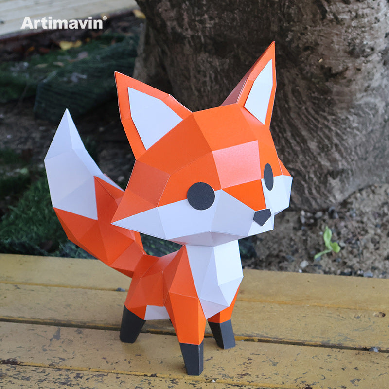 Cute Fox 3D Paper Model Kit - DIY Puzzle Craft Decoration