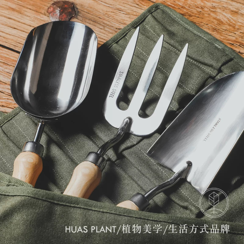 Stainless Steel Garden Tool Set for Planting and Digging - Trowel, Transplanter, Cultivator, Weeding Knife