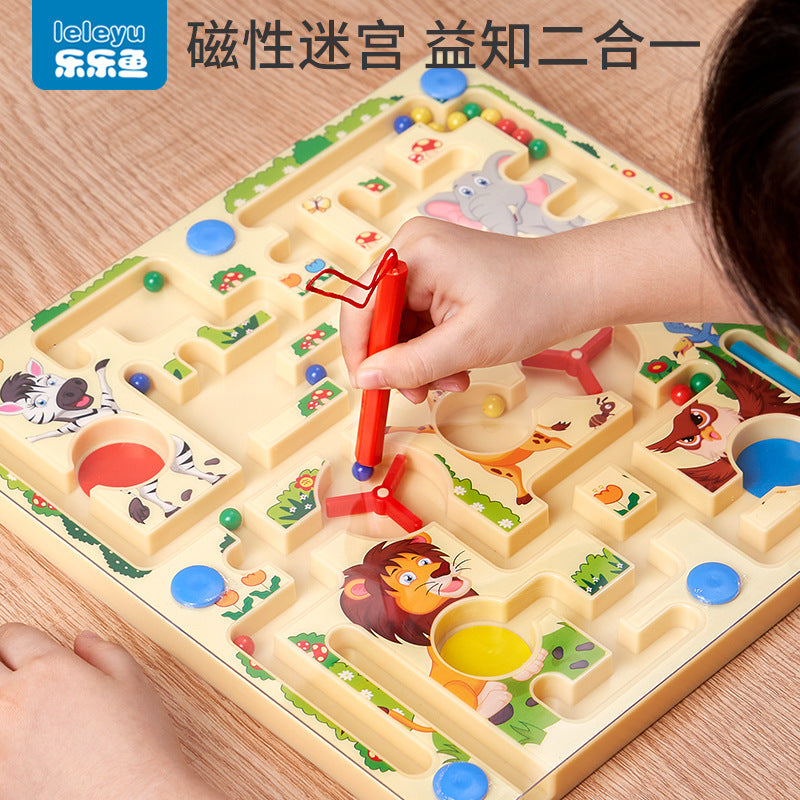 Magnetic Maze Board Game with Flying Chess for Kids, Educational Focus Training Toy