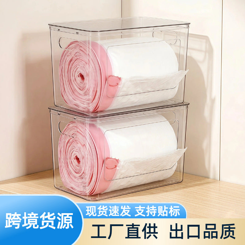 Waterproof Wall-Mounted Garbage Bag Dispenser with Lid for Kitchen Storage and Organization