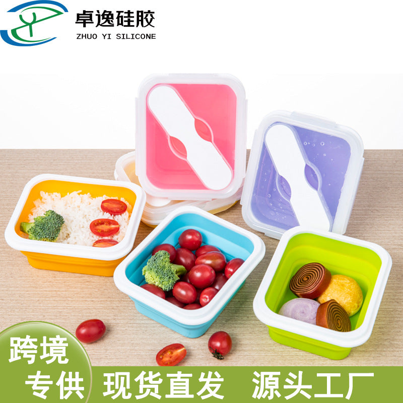 Collapsible Silicone Bowl with Lid, Portable Food Container for Travel, Camping, and Baby Meals, High-Temperature Resistant