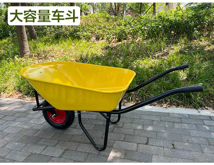 Heavy-Duty Farm & Construction Wheelbarrow with Thickened Tub for Sand, Stones, Vegetables, and Fruits