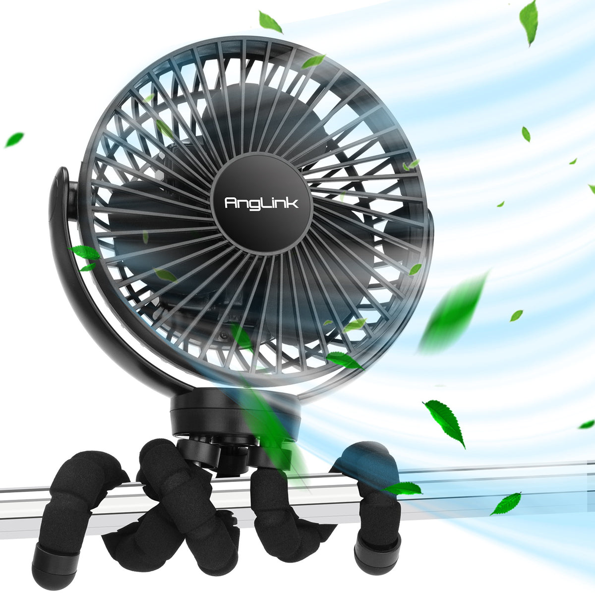 Octopus Stroller Fan with Large Capacity Battery, Portable Handheld USB Mini Fan for Dorm and Travel