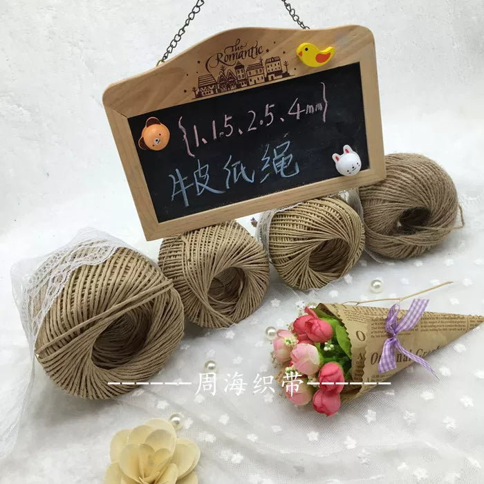 Kraft Paper Rope for DIY Crafts, Packaging, and Decoration - 1mm/1.5mm Thickness