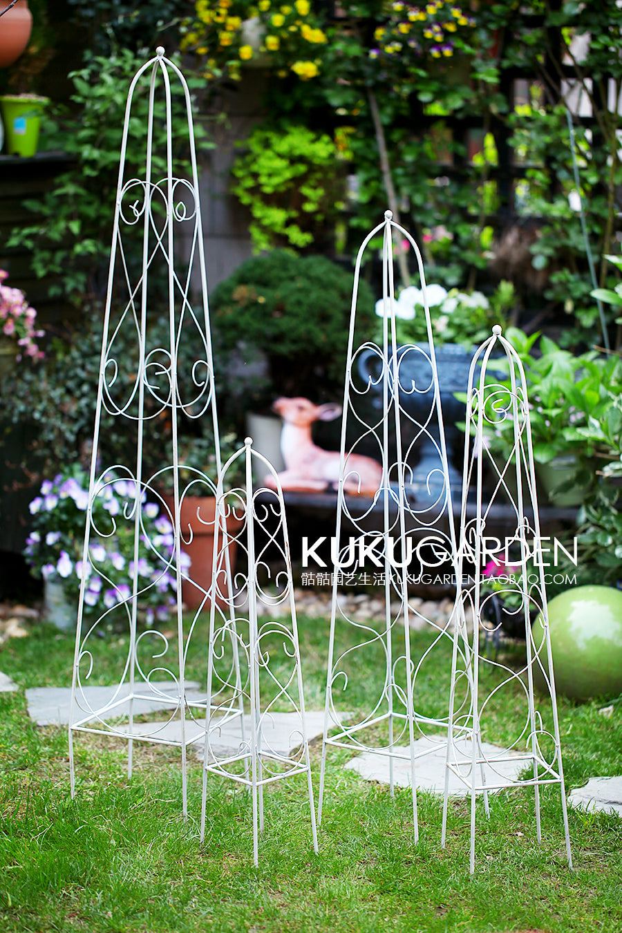 European Style Wrought Iron Plant Climbing Trellis for Outdoor Garden Patio Clematis Support