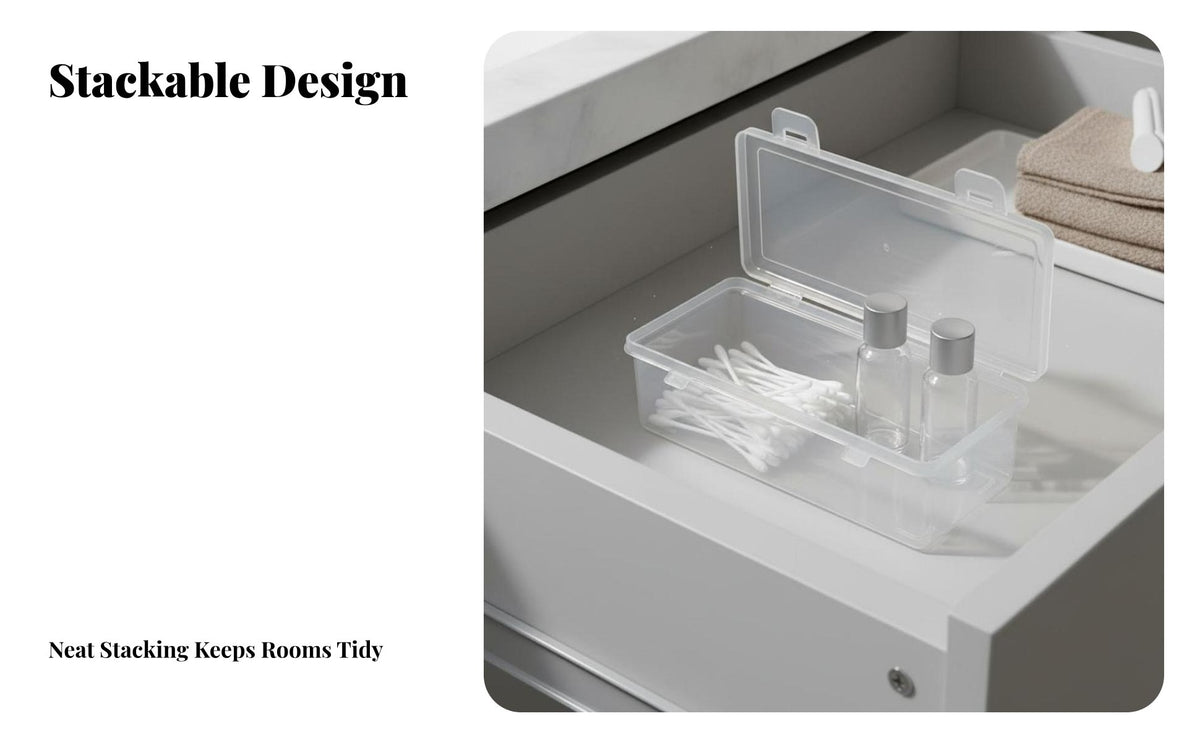 Small Clear Box Multipurpose Compact Storage Box Lightweight Mini Rectangular Container for Crafters, Hobbyists, Craft Room, Office, Workshop