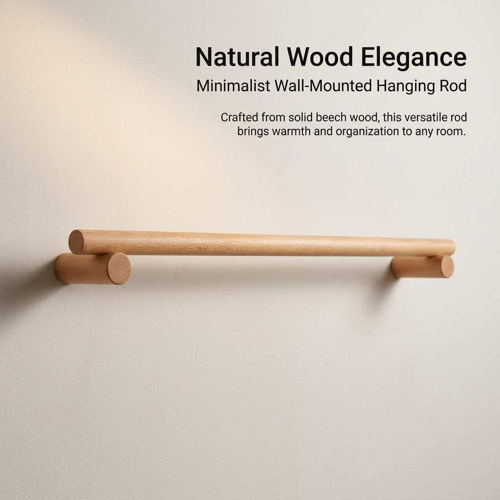 Bedroom Hook Rack Crafted from Solid Beech Wood for Home Organization, 4 Coat and Key for Wall