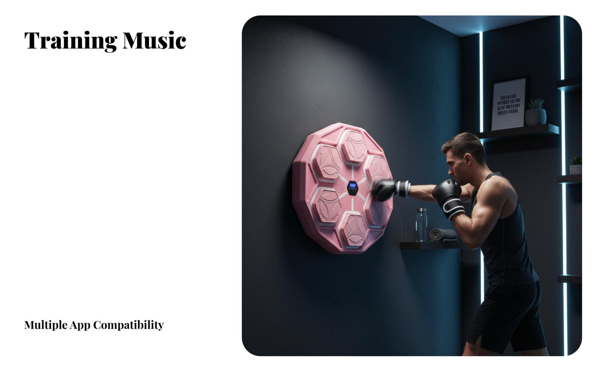Stress Relief Smart Music Boxing Machine Interactive Game Modes Smart Bluetooth Boxing Machine RGB Lighting LED Reaction Training Target Space Saving Design for Children, Women, Men